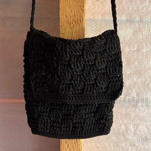 New York & Company Black Knit Crossbody Bag